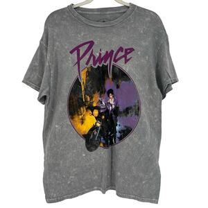 Officially Licensed Prince Purple Rain T-Shirt Gray Acid Wash Large NWOT